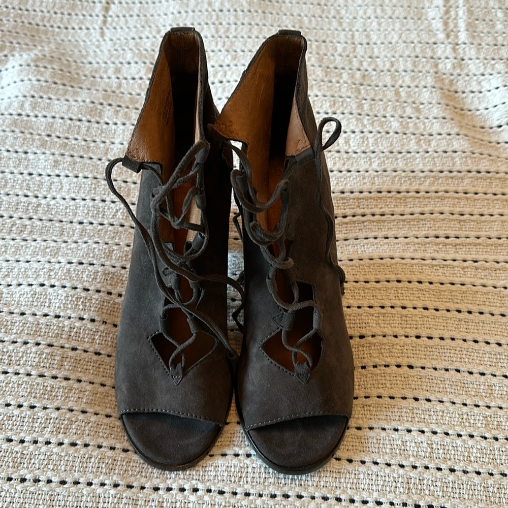 Frye open toe short boots